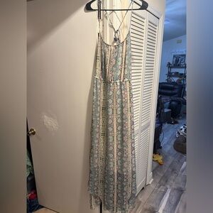 American Eagle Outfitters Blue and Pink Patterned Maxi Dress